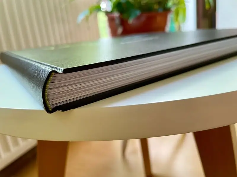 The closed book resting on a table